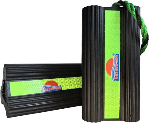 Goshen Sun - عوارض عجلات مطاطية شديدة التحمل مع أشرطة عاكسة، مجموعة من 2/4 (8.25 × 4.5 × 4 بوصة)، مناسبة لجميع الأحوال الجوية، غير قابلة للانزلاق، مقاومة للاهتراء، آمنة لمواقف السيارات المحمولة للطائرة، RV، مقطورة (2، أصفر) in Saudi Arabia