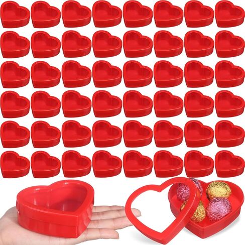 Wesiti 12 Pcs Small Heart Shaped Boxes with Window Valentine's Day Gift Boxes Plastic Storage Container for DIY Projects Presents Candy Jewelry Mother's Day Gifts (3.5 x 3 x 1.2 Inch,Pink) in Saudi Arabia