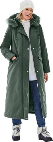 Woman Within Plus Size Long Hooded Dtm Faux Down Parka Coat in Saudi Arabia