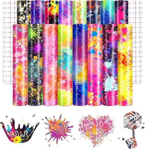 Splatter Permanent Vinyl - 12sheets 12" x 10" Pink Splash Patterned Adhesive Vinyl for Mugs Decors Self Adhesive Sticker in Saudi Arabia