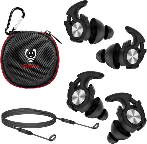 Motorcycle Ear Plugs with Lanyard, Wind Noise Reduction Keep Comms Clear & Comfy Under Helmet, 27dB Reusable Earplugs for Motorbike, Touring, Racing, Riding - 2 Sizes Hearing Protection in Saudi Arabia