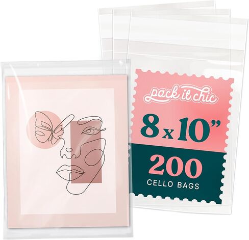 Pack It Chic - أكياس سيلوفان ذاتية الغلق مقاس 3 × 5 بوصة (1000 عبوة) - أكياس بلاستيكية صغيرة شفافة مع لاصق قابل للإغلاق للصور والمطبوعات وأكمام البطاقات وتغليف الهدايا الصغيرة مقاس 3 × 5 in Kuwait