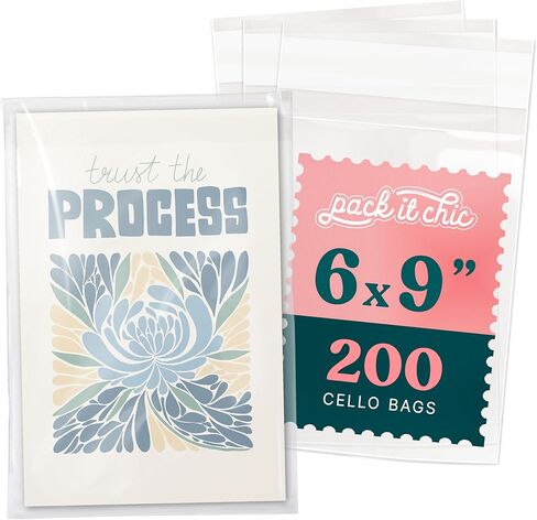 Pack It Chic - أكياس سيلوفان ذاتية الغلق مقاس 3 × 5 بوصة (1000 عبوة) - أكياس بلاستيكية صغيرة شفافة مع لاصق قابل للإغلاق للصور والمطبوعات وأكمام البطاقات وتغليف الهدايا الصغيرة مقاس 3 × 5 in Kuwait