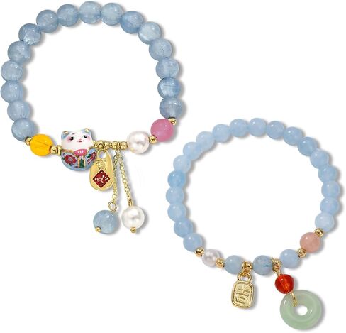 Feng Shui Bracelet,Good Luck Bracelet Jewelry Decoration with Beads and Cat Pendant,Protection Bracelets for Women,Gifts for Women Birthday Party and Festival Jewelry Bracelets Decorations in Saudi Arabia