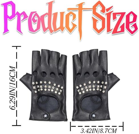 Black Leather Punk Gloves Fingerless Driving Motorcycle Gloves Costume Accessories for in Saudi Arabia