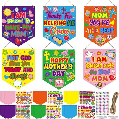 Cinrobiye 24 Sets Eid Mubarak Crafts Kit Color Your Own Ramadan Banners DIY Muslim Ramadan Festival Banner for Family Craft Eid Party Decorations Shool Classroom Activities Supply in Saudi Arabia