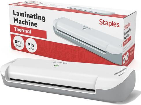 Staples 9-Inch Thermal Laminator Machine, Fast Warm-Up, Jam-Free Technology, Laminates Letter/ID/Photo Size, White/Gray in Kuwait