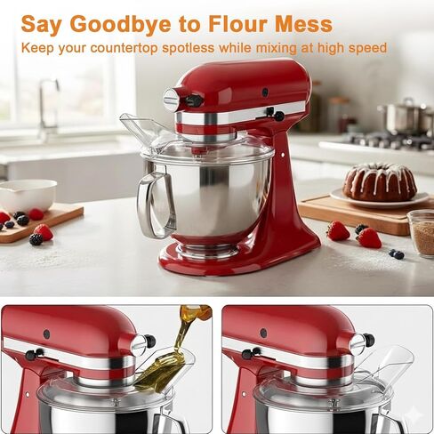 3.5 Quart Splash Guard with Removable Pouring Chute, Pouring Shield compatible with Kitchen Aid Stand Mixer, Clear Food-Grade Plasti in Kuwait