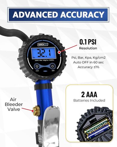 Presta Valve Air Chuck - نفخ إطارات الدراجات الرقمية مع مقياس الضغط - Schrader إلى محول Presta Valve لضاغط الهواء in Kuwait