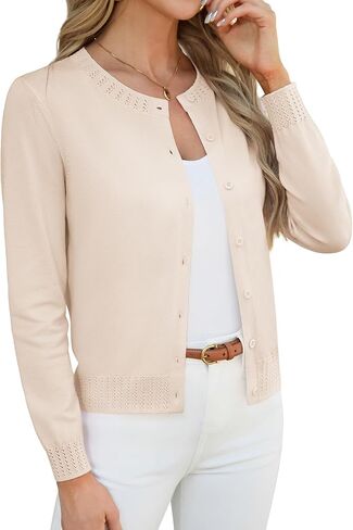 GRACE KARIN Womens Cropped Cardigan Sweaters Trendy Lightweight Shrugs Button Up Long Sleeve Knit Tops in Saudi Arabia