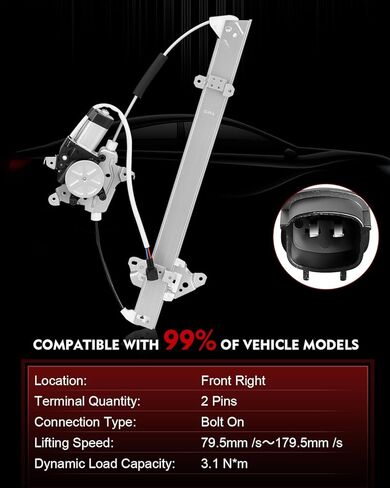 Front Left Driver Side Power Window Regulator with Motor for:-Nissan Versa 2007 2008 2009 2010 2011 2012, Versa 07 08 09 10 11 12, 6 Pins Connector Replace# 80721EE00B 751-211 751211 80721EE00A in Saudi Arabia