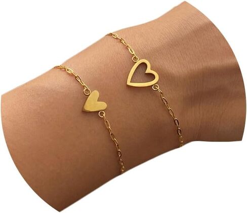 Aluinn Love Heart Bracelet Set For Friendship Bracelet Love Two cute Bracelet Pack Charms Solitaire Bracelet For Women Friend in Saudi Arabia