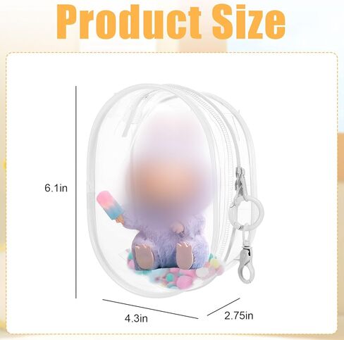 Protective Case for Plush Doll,Large Clear Figure Display Bag with Keychain,PVC Case Blind Box Keychain Carrying Case in Saudi Arabia