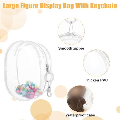Protective Case for Plush Doll,Large Clear Figure Display Bag with Keychain,PVC Case Blind Box Keychain Carrying Case in Saudi Arabia