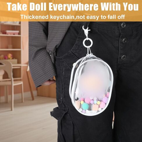Protective Case for Plush Doll,Large Clear Figure Display Bag with Keychain,PVC Case Blind Box Keychain Carrying Case in Saudi Arabia
