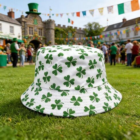 St. Patrick's Day Hats Unisex Bucket Clover Sun Reversible Green Fisherman Hat for St. Patrick's Day Accessories in Saudi Arabia