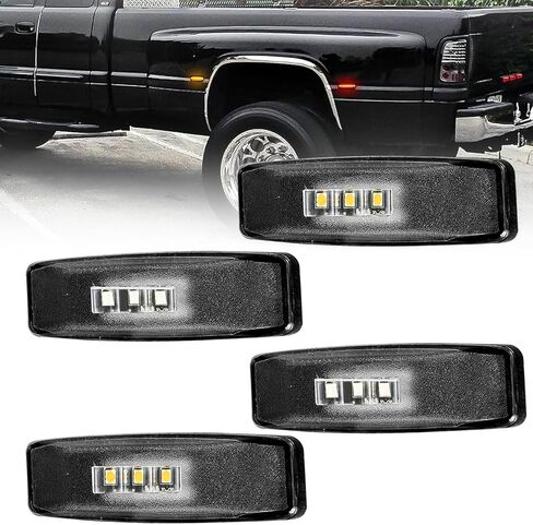Lens Chrome LED Side Marker Light fit 94-01 Dodge Ram 1500，94-02 Dodge Ram 2500 3500 w/Dually Fender Lamps 4Pcs Surface Mount Marker Lights in Saudi Arabia