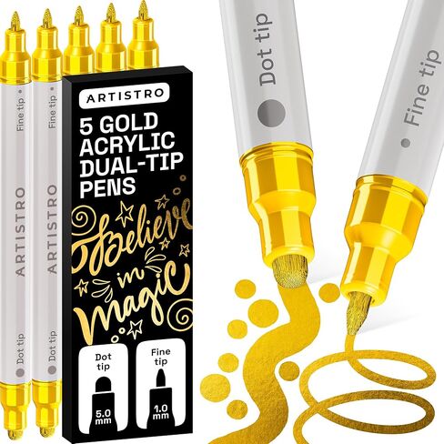 ARTISTRO 36 Acrylic Paint Markers for Rock, Fabric, Wood, Glass, Decoration - Dual-Tip Paint Pens for Coloring Books for Adults, Teens, Kids - Art and Craft Supplies Kit - Gift Idea in Saudi Arabia