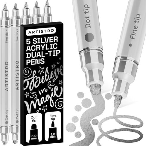 ARTISTRO 36 Acrylic Paint Markers for Rock, Fabric, Wood, Glass, Decoration - Dual-Tip Paint Pens for Coloring Books for Adults, Teens, Kids - Art and Craft Supplies Kit - Gift Idea in Saudi Arabia