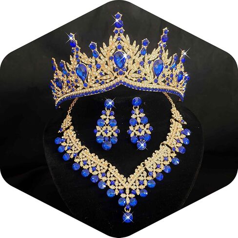 Kamirola Tiaras and Crowns for Women,Tiaras Earrings Necklace, Crystal Bridal Jewelry Set, Costume Party Halloween Prom Pageant Jewelry for Women（TR89 in Saudi Arabia