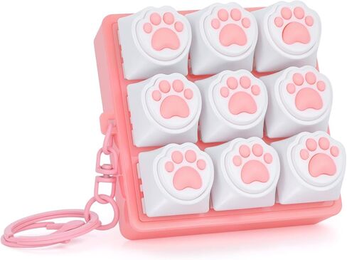 FunisFun Cat Paw Keyboard Fidget Toys for Adults، لوحة المفاتيح Fidget Clicker Keychain مع صوت Clicky لاجتماعات المكتب وتخفيف التوتر والقلق لمحبي القطط (أسود) in Kuwait