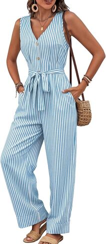 Womens striped shorts rompers, jumpsuits jumpsuit wide leg jumpsuits for women rompers sleeveless Casual and simple in Saudi Arabia