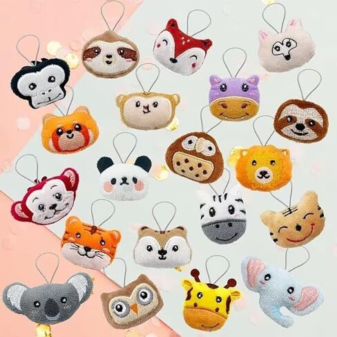 10 PCS Mini Jungle Animal Plush Keychain Set Cute Animal Plush Keychain for Goody Bag Fillers Carnival Prizes Wedding Bridal Guest Gifts 10 Styles are Random in Saudi Arabia