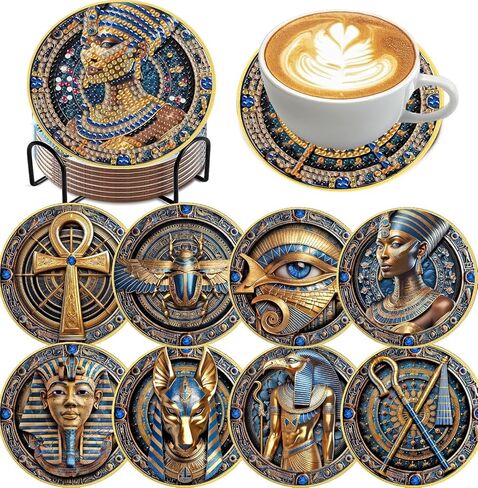 8PCS Diamond Art Coasters with Holder, DIY Cactus Diamond Painting Coasters Kits for Adults, Non Slip Cactus Mosaic Dot Painting Coaster Gift Set for Beginners 4x4 Inch in Saudi Arabia