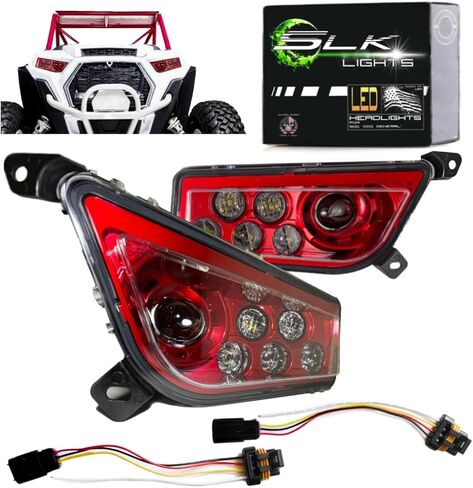 مصباح أمامي SLK-Lights PREMIUM (أسود) RZR LED متوافق مع RZR 900s، Razor 1000 XP Turbo (يناسب: 2015-2021) (NON Halo Black). in Kuwait