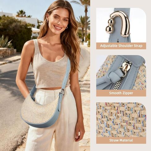 Crescent Shoulder Bag for Women, Small Vegan Leather Crossbody Purse Hobo Handbag with Adjustable Strap for Travel in Saudi Arabia