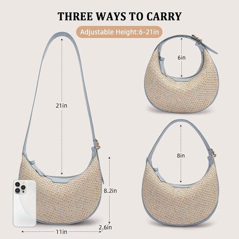 Crescent Shoulder Bag for Women, Small Vegan Leather Crossbody Purse Hobo Handbag with Adjustable Strap for Travel in Saudi Arabia