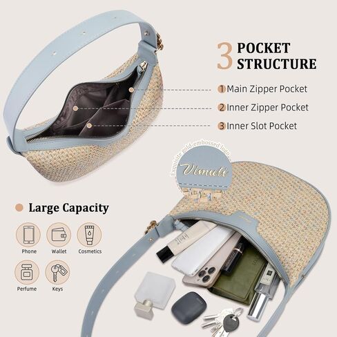 Crescent Shoulder Bag for Women, Small Vegan Leather Crossbody Purse Hobo Handbag with Adjustable Strap for Travel in Saudi Arabia