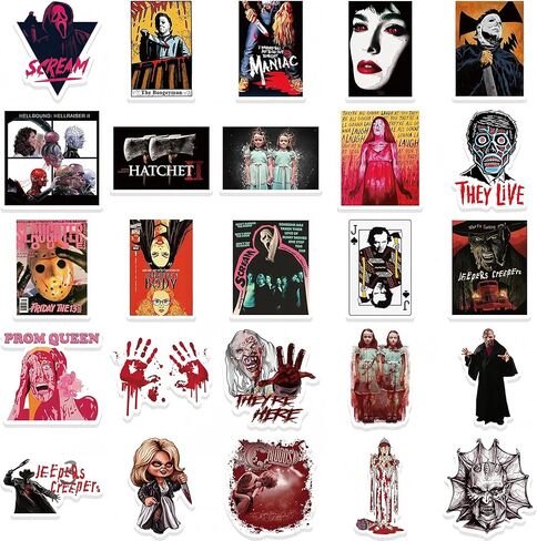 50 قطعة من ملصقات الرعب السينمائية المخيفة من الفينيل ملصقات مقاومة للماء للهاتف المحمول والكمبيوتر المحمول وخوذة المجلات وDIY in Saudi Arabia