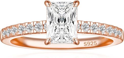 925 Sterling Silver Engagement Rings for Women Radiant Cut Cubic Zirconia Wedding Promise Rings for Her Size 4-12.5 in Saudi Arabia