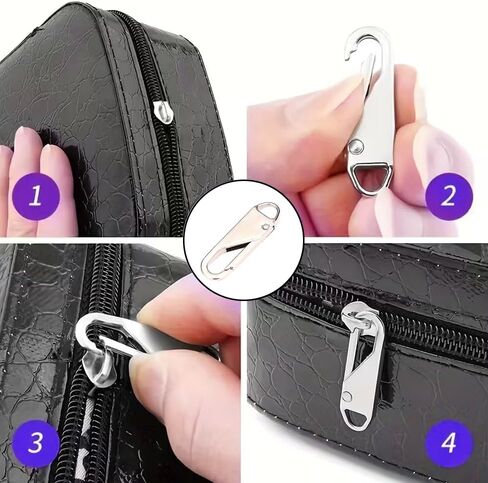4-Pack Black Zipper Replacement Pullers - Zinc Alloy Removable Zipper Pulls for Luggage, Jackets, Backpacks, and More in Saudi Arabia