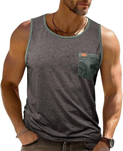 Men's Workout Sleeveless Shirts Muscle Shirt Gym Fitness Beach Tank Tops in Saudi Arabia