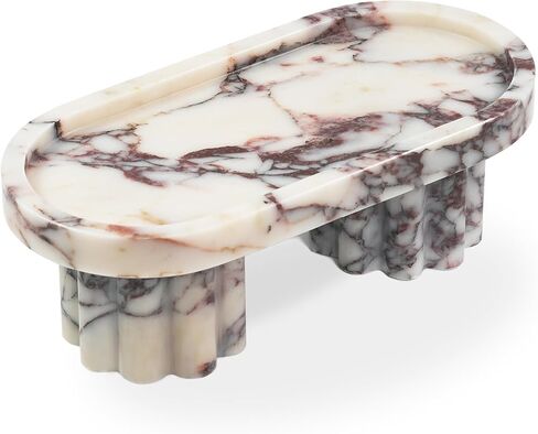 Violet Marble Oval Tray - Stone Decorative Perfume Trinket Jewelry Dish, Catchall Organizer for Bathroom Vanity Dresser Kitchen Countertop Home Decor in Saudi Arabia