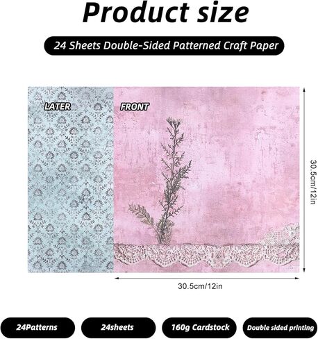 24 Sheets 12x12 Inch Scrapbook Paper Boho,24 Designs Double Sided Brown Vintage Floral Patterned Craft Paper for Junk Journals,Card Making,Photo Albums and DIY Crafts in Saudi Arabia