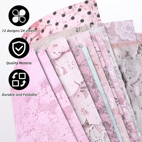 24 Sheets 12x12 Inch Scrapbook Paper Boho,24 Designs Double Sided Brown Vintage Floral Patterned Craft Paper for Junk Journals,Card Making,Photo Albums and DIY Crafts in Saudi Arabia
