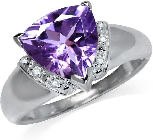 Silvershake 10MM Trillion Shape Gemstone White Gold Plated or Yellow Gold Plated 925 Sterling Silver Cocktail Right Hand Ring Jewelry for Women in Saudi Arabia