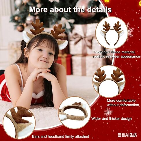 Plush Reindeer Antler Headband for Holiday Roleplay, Suitable for Men and Women, Costume Accessory in Saudi Arabia