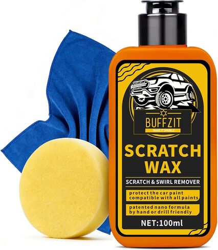 مركب مزيل خدوش السيارة وتلميعها - يزيل بفعالية الخدوش الخفيفة والطلاء الضبابي والعلامات الدوامية، ويشمل الإسفنج والمناشف، 100 مل/3.4 أونصة in Kuwait