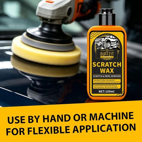مركب مزيل خدوش السيارة وتلميعها - يزيل بفعالية الخدوش الخفيفة والطلاء الضبابي والعلامات الدوامية، ويشمل الإسفنج والمناشف، 100 مل/3.4 أونصة in Kuwait