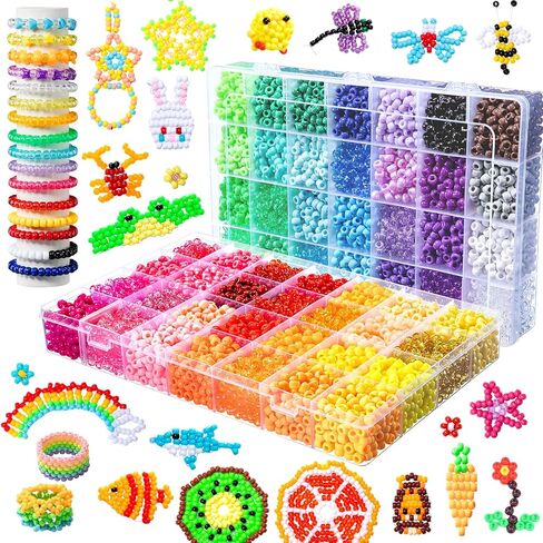 Simetufy 10080Pcs Pony Beads Bulk, 56 Colors 6x9MM Plastic Kandi Beads Kit for Crafts Bracelet Making Hair Braiding Jewelry Key Chains DIY Christmas Gifts, 5.74lb (2 Large Boxes) in Saudi Arabia