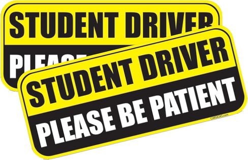 HTH Inc Student Driver Driver Magnet للسيارة - انعكاس للغاية ، يرجى التحلي بمغناط سائق الطالب للمتعلمين ، علامة سلامة مركبة المتعلم الجديدة (10 × 4 بوصة ، 2 -PCS) in Kuwait