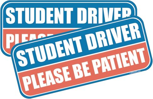 HTH Inc Student Driver Driver Magnet للسيارة - انعكاس للغاية ، يرجى التحلي بمغناط سائق الطالب للمتعلمين ، علامة سلامة مركبة المتعلم الجديدة (10 × 4 بوصة ، 2 -PCS) in Kuwait