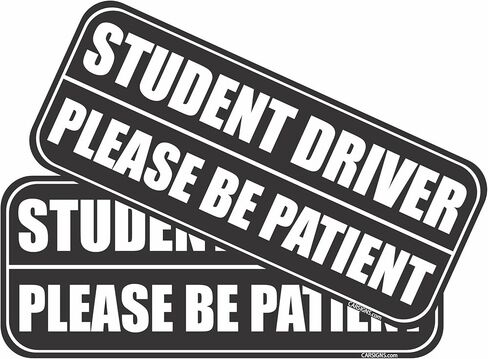 HTH Inc Student Driver Driver Magnet للسيارة - انعكاس للغاية ، يرجى التحلي بمغناط سائق الطالب للمتعلمين ، علامة سلامة مركبة المتعلم الجديدة (10 × 4 بوصة ، 2 -PCS) in Kuwait