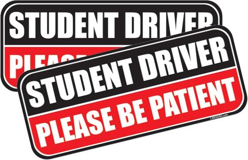 HTH Inc Student Driver Driver Magnet للسيارة - انعكاس للغاية ، يرجى التحلي بمغناط سائق الطالب للمتعلمين ، علامة سلامة مركبة المتعلم الجديدة (10 × 4 بوصة ، 2 -PCS) in Kuwait