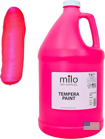milo Fluorescent Yellow Neon Tempera Paint | 128 oz Bottle, 1 Gallon | Glows UV in Black Light | Non-Toxic Made in USA | Bulk Art Paint for Party, Student, Classroom, Artist in Saudi Arabia