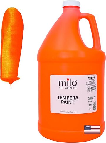 milo Fluorescent Yellow Neon Tempera Paint | 128 oz Bottle, 1 Gallon | Glows UV in Black Light | Non-Toxic Made in USA | Bulk Art Paint for Party, Student, Classroom, Artist in Saudi Arabia